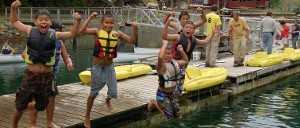 Children Jumping in Water